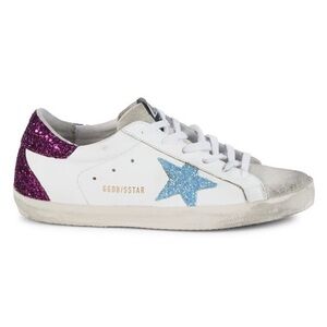 GOLDEN GOOSE SuperStars. Leather & Suede Glitter Sneakers. Size 37.